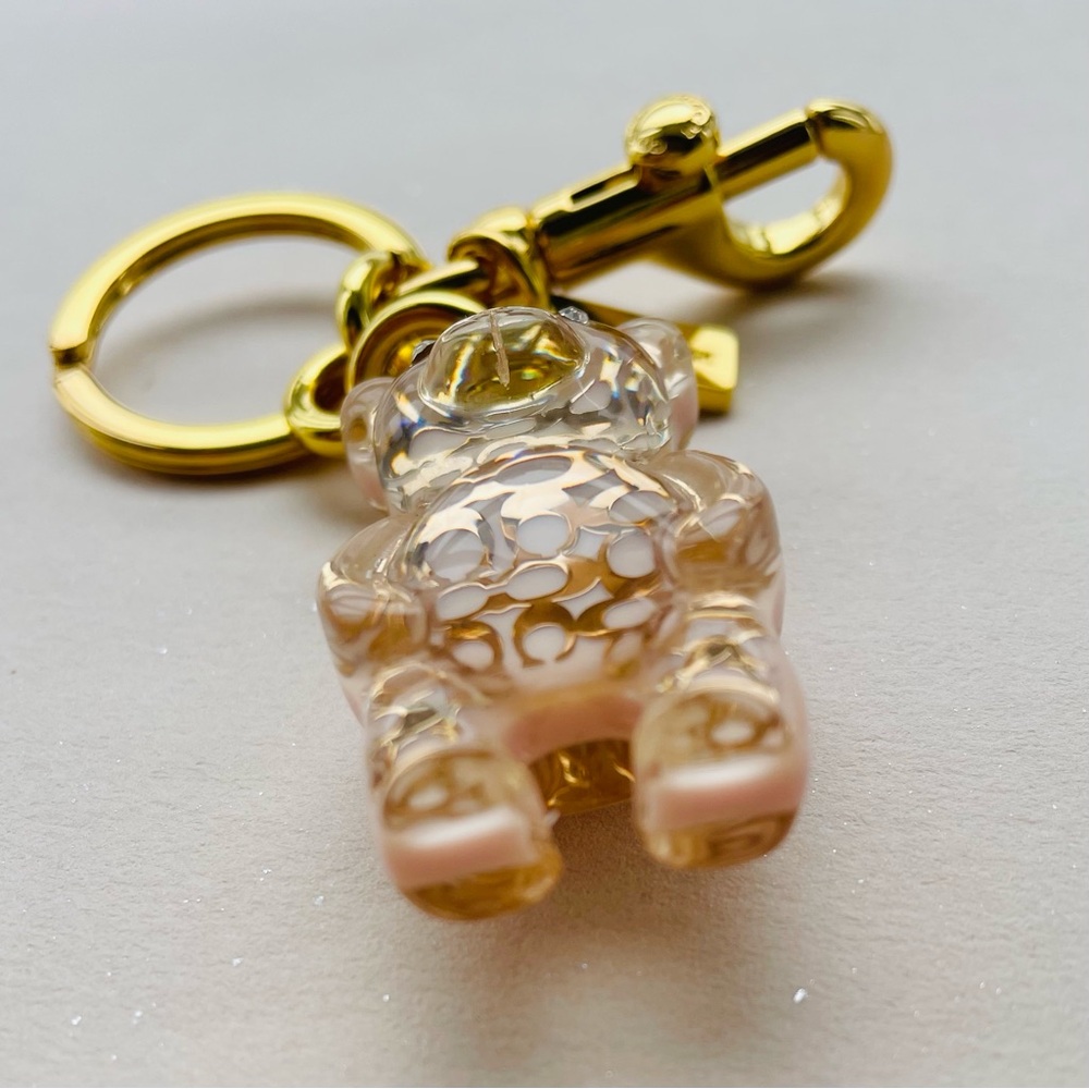 Coach 3D Gold and Pink Resin Bear Keychain - Picture 4 of 5